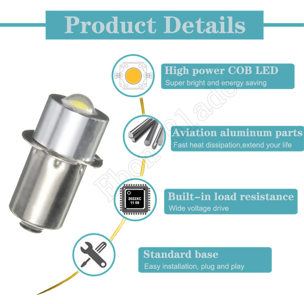1PCS P13.5S PR2 High Power LED Upgrade Bulb for Maglite Flashlights Torch 3V-18V 6V 3V