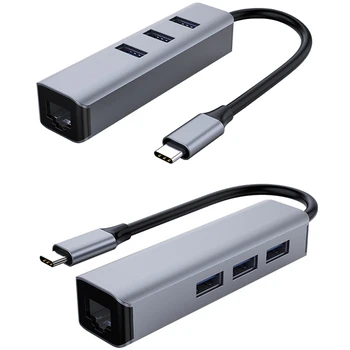 

3 USB Ports Hub Splitter Ethernet RJ45 LAN Adapter Free Drive USB-C Splitter High-Speed USB 3.0 Ports Network Extender