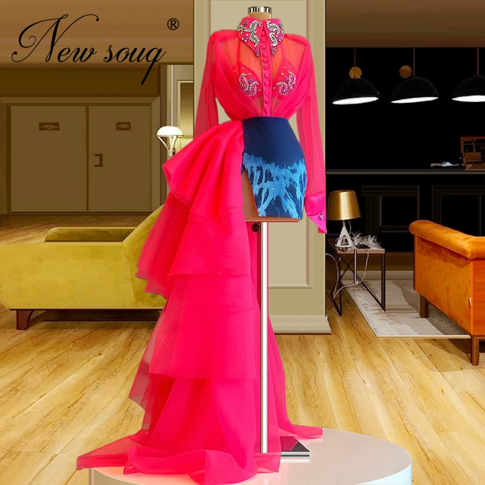 

Abendkleider 2021 High Low Long Celebrity Dresses Arabic Embroidery Beaded Evening Dress Dubai Women Prom Gowns Robes De Soiree