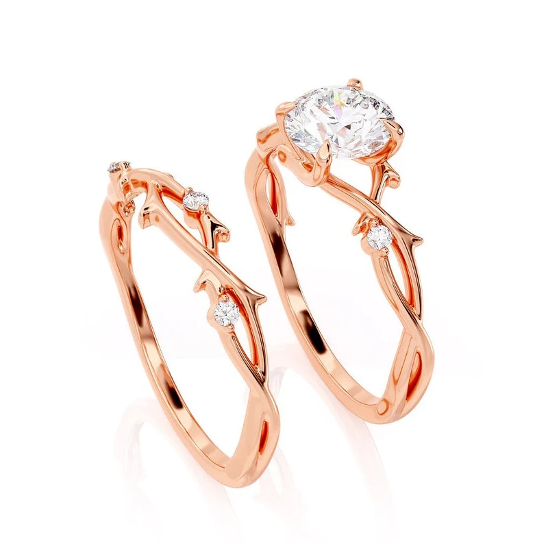 GUYINKU 14k 585 розовое золото 1ct 6,5 мм EF цвет Moissanite модный набор обручальных колец для женщин свадебный подарок