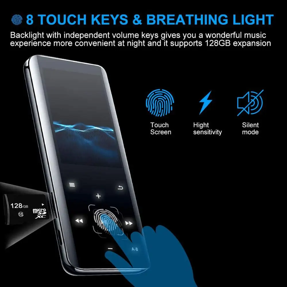 MP3 плееры с Bluetooth 4 2 Портативный Hi Fi музыкальный плеер без потерь изогнутым