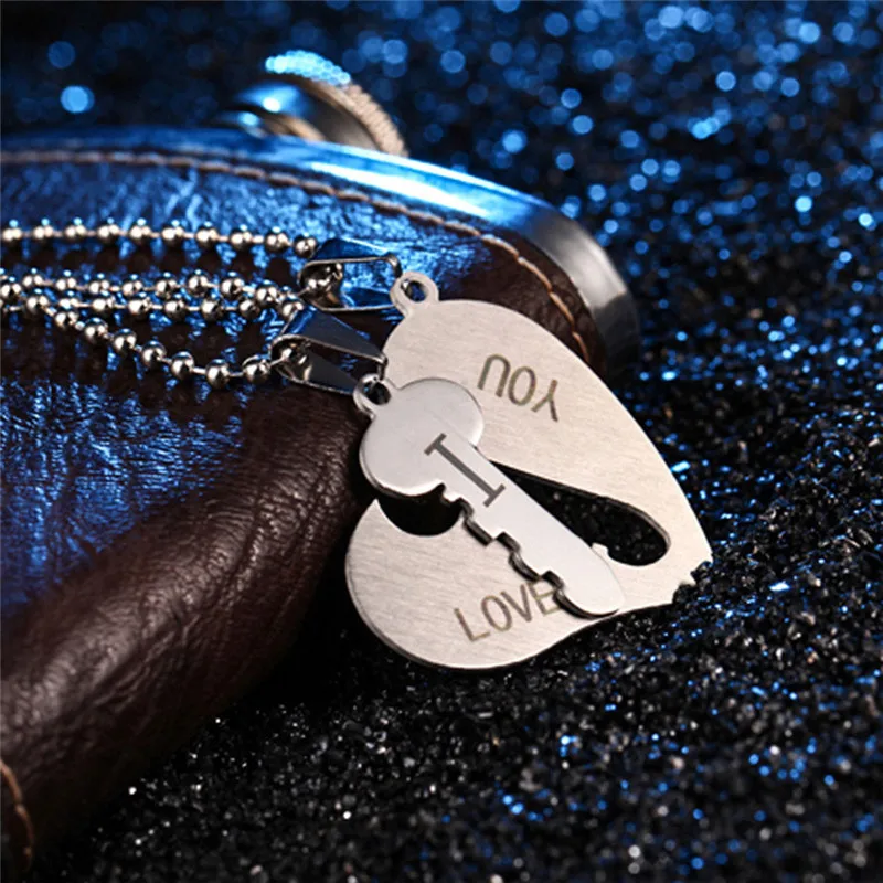 Лидер продаж корейские ожерелья для пар набор 1 пара подвеска с надписью I Love You Lock
