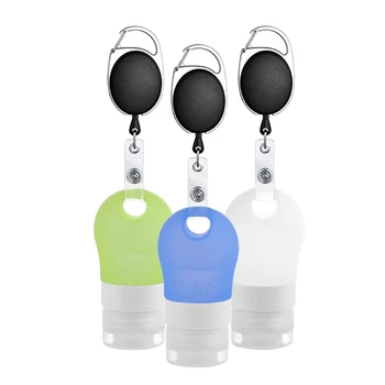 

3pcs Empty Bottle Set Shampoo Squeeze Dispenser Refillable Container with Telescopic Rope Travel Backpack Pendant Bottle