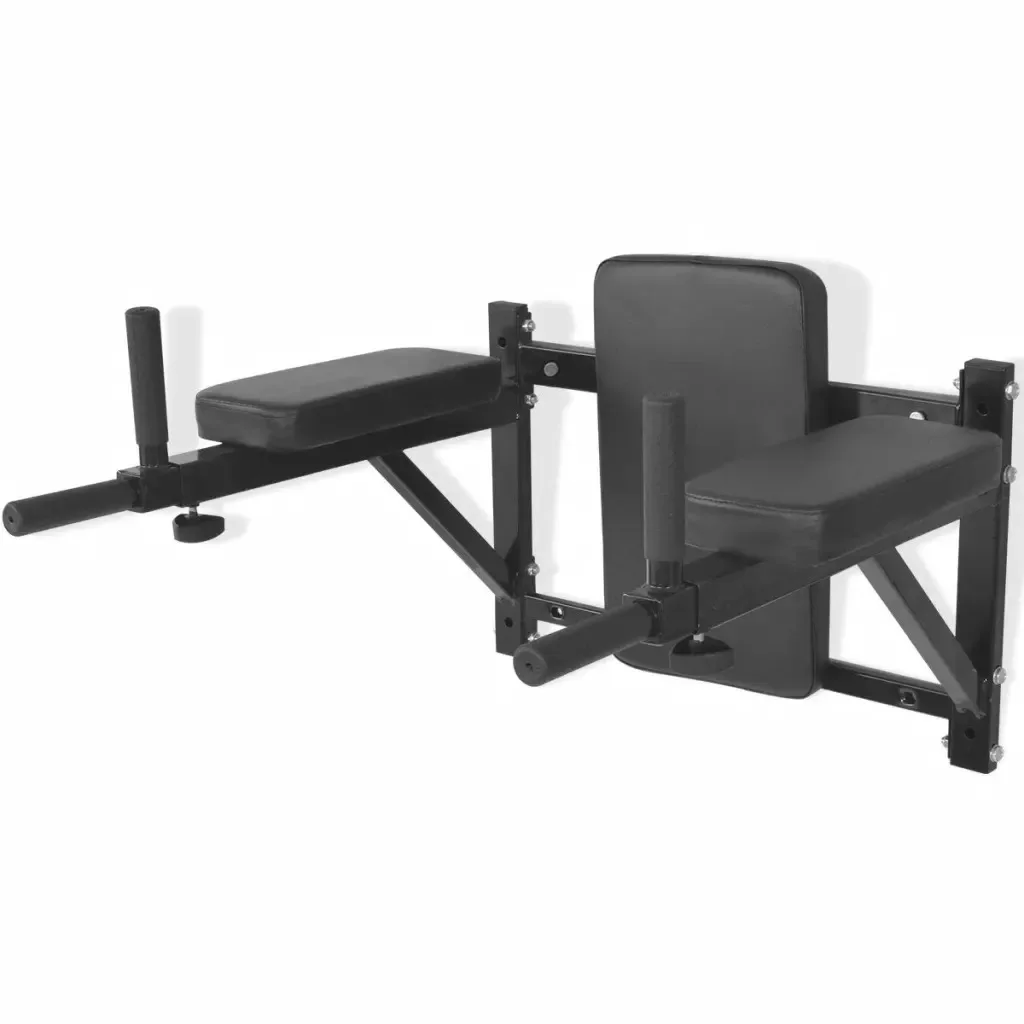 

VidaXL Wall-Mounted Steel Fitness Dip Station Home Gym Exersice Body Building Black Max Load 100kg Integrated Fitness Equipments