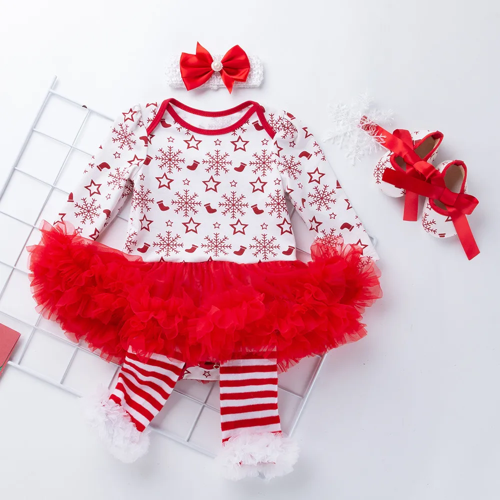 My First Christmas/Одежда для новорожденных девочек; 4 предмета; детская одежда; Одежда для новорожденных; Рождественская одежда для маленьких девочек