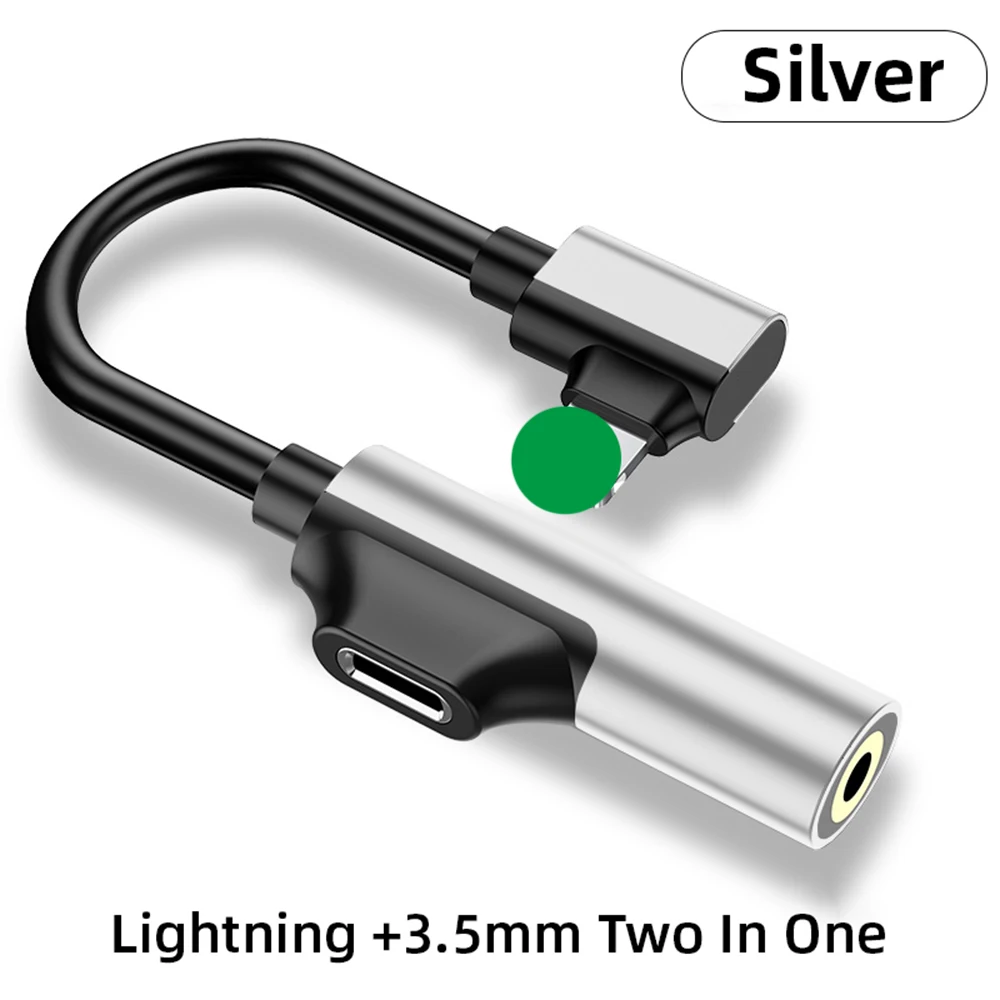 Lightning Silver Универсальный двойной адаптер Lightning type C до 3,5 мм для зарядки 2 в 1 Aux аудио для iPhone X XS конвертер наушников адаптер для наушников - Тип штекера: Lightning Silver