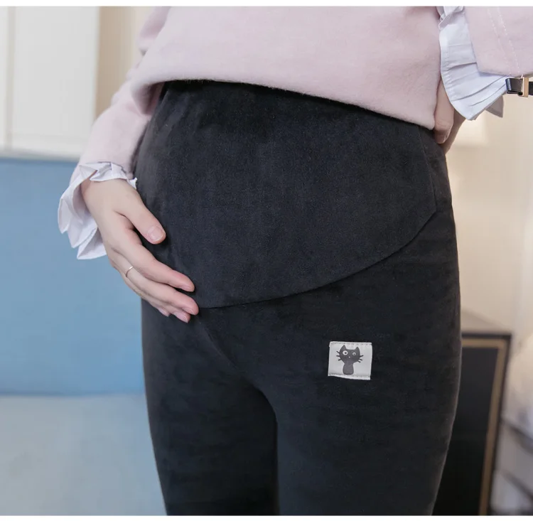 Зимние брюки с высокой талией для беременных женщин, двухсторонние бархатные теплые Леггинсы для беременных, золотистые флисовые штаны для живота