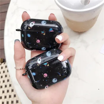 

2020 Decal TPU Case for Airpods 1 2 Pro Planet Starry Night Black Bluetooth Wireless Earphone Cover for Apple Airpods Pro Case
