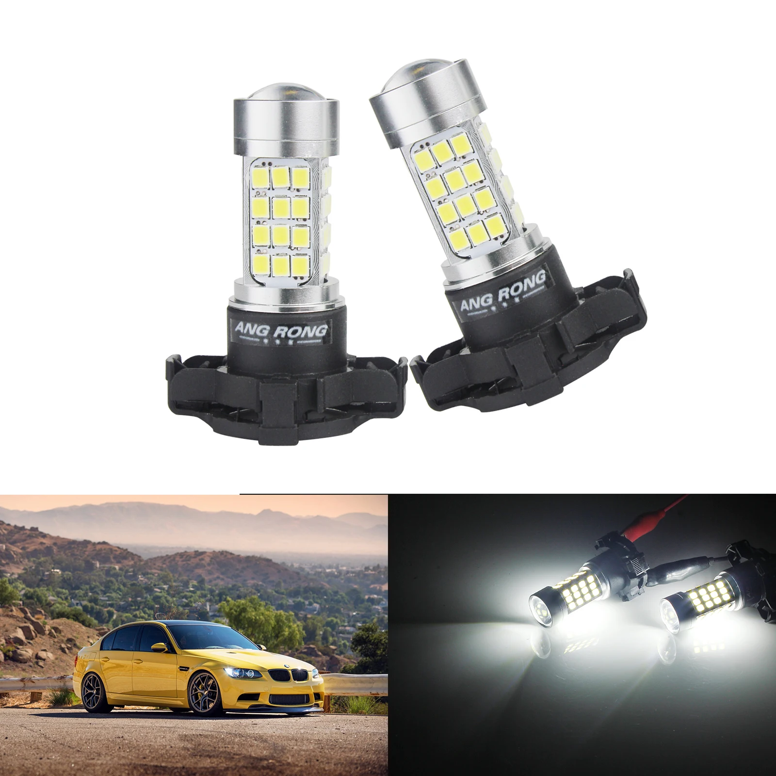 ANGRONG 2x PY24W PSY24W SMD 54 светодиодные чипы ксеноновый Белый Сигнал поворота для Audi