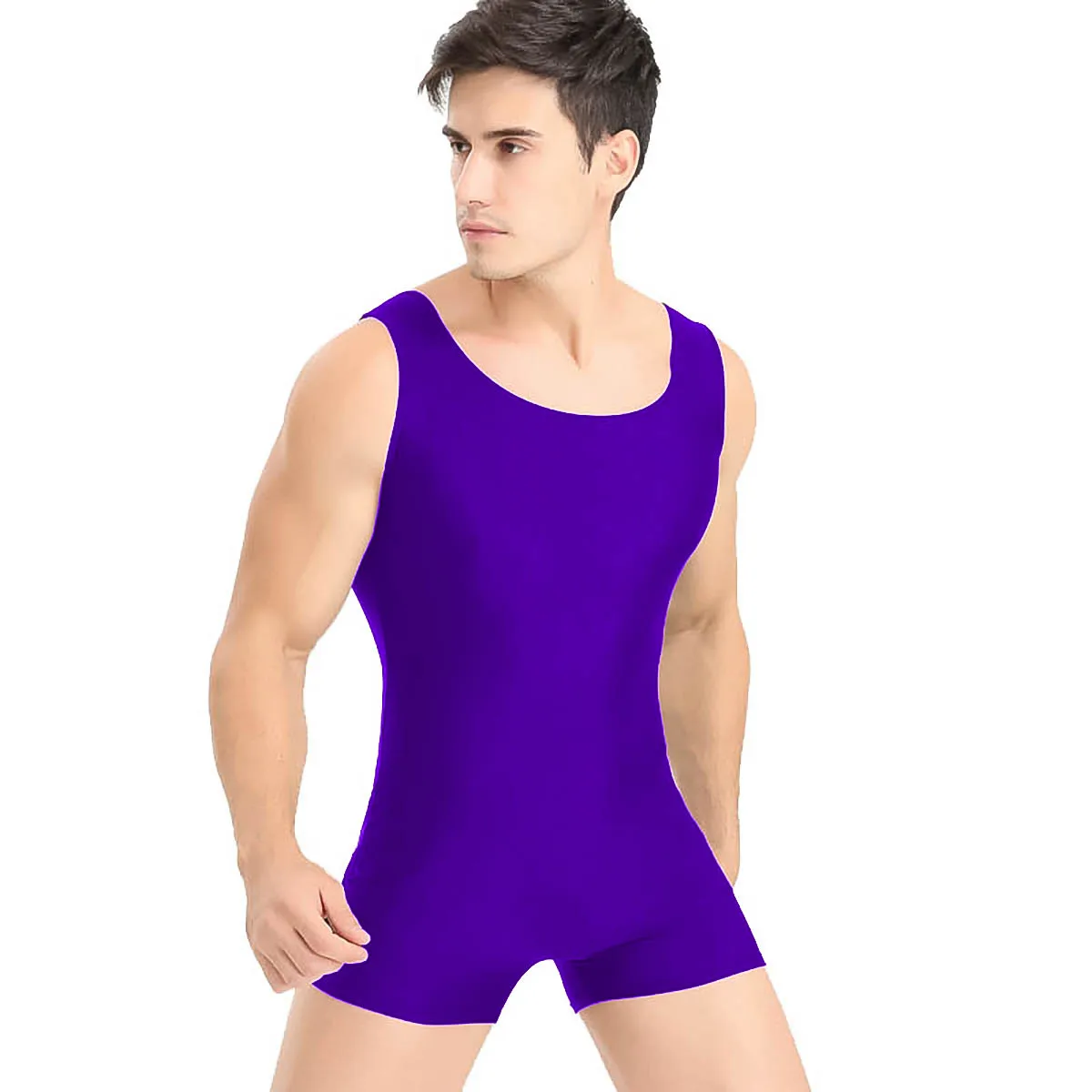 Speerise Men Lycra Dance Leotard Gymnastics Suit One-piece Fitness Clothing Sleeveless Bodysuit Spandex Ballet Unitard For Adult mens square dance clothes Stage & Dance Wear