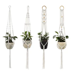 Cotton Rope Hanging Macrame Plant Flower Pot Courtyard Planter Basket for Outdoor Home Decor perfect gift for gardening lovers