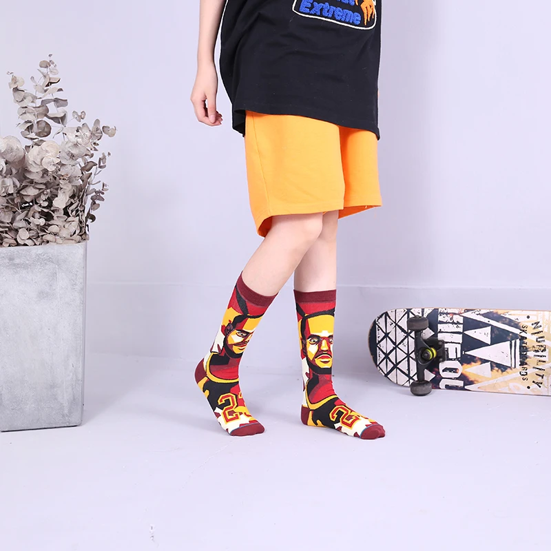 Студенческие Носки длинные носки баскетбольные цифровые пять пар модные