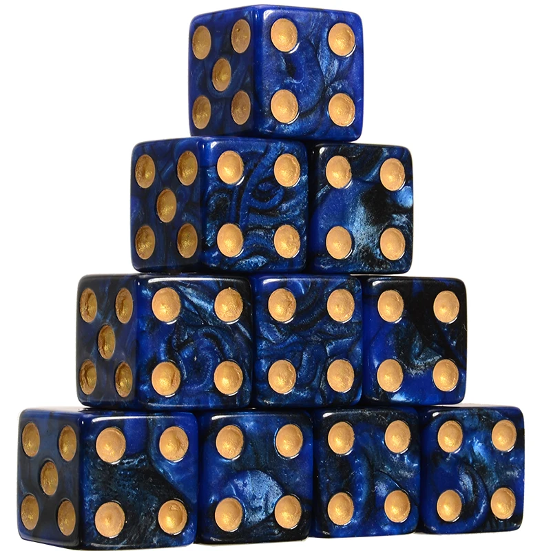 10pcs Blue/Red Acrylic Spot Dice 6 Sided Dice 16mm Dice Portable Table Games Party Tool Right Angle Dice