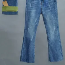 Ms. Harlan, широкие джинсы, Плюс вельветовые джинсы, женские джинсы с дырками, женские джинсы, джинсы для мам, женские джинсы из денима