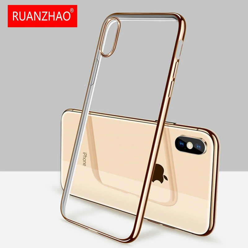 

Luxury Case For iPhone XS MAX XR X 8 Plus 6 6S Plus 7 Plus Ultra Thin Crystal Rubber Plating TPU Back Case Cover 8 7 plus Coque