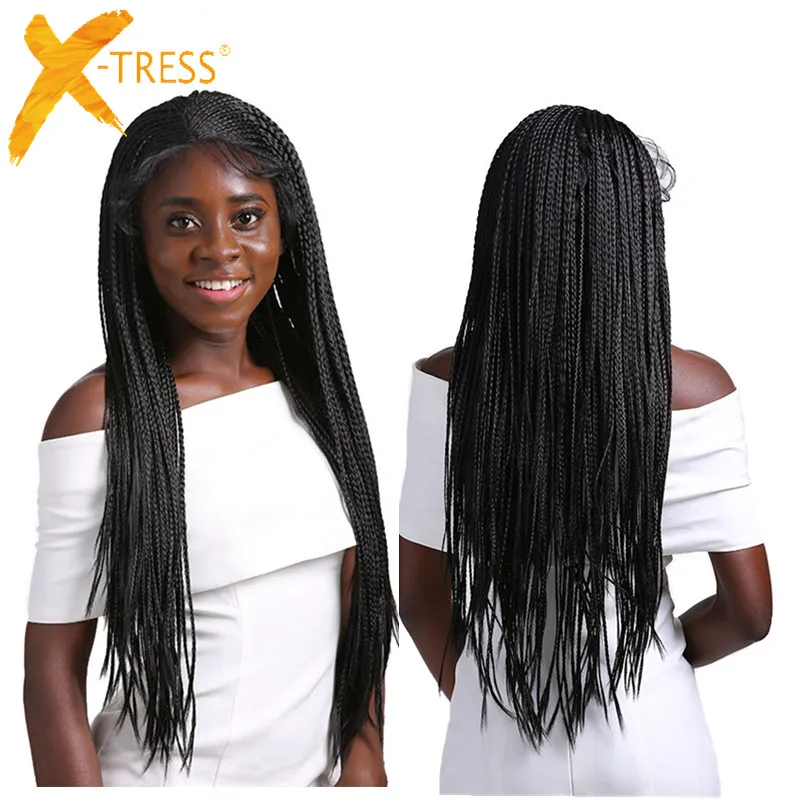 

Box Braids Synthetic Lace Front Wigs Senegalese Twist Long Straight Ear To Ear Braided Hair 13X4 Lace Wig With Baby Hair X-TRESS