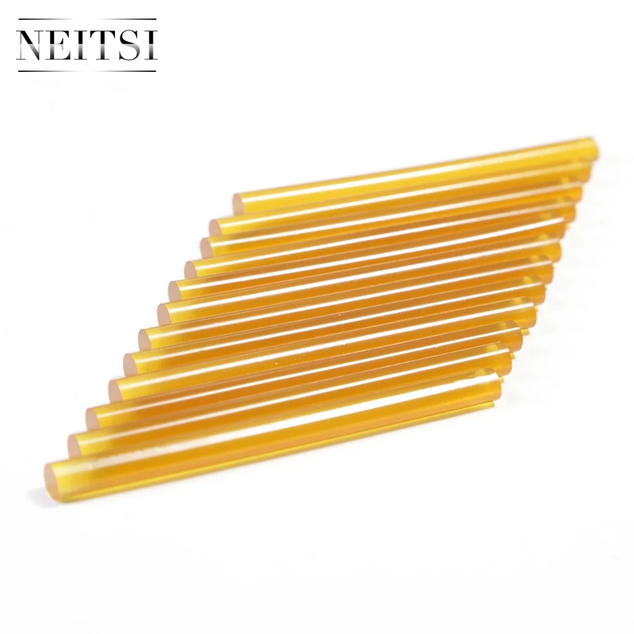Neitsi 12pc/pack 7.8mm * 100mm Hotmelt Keratin Glue Sticks High Quality Melting Hot Gun Glue Stick Black Brown Yellow Color