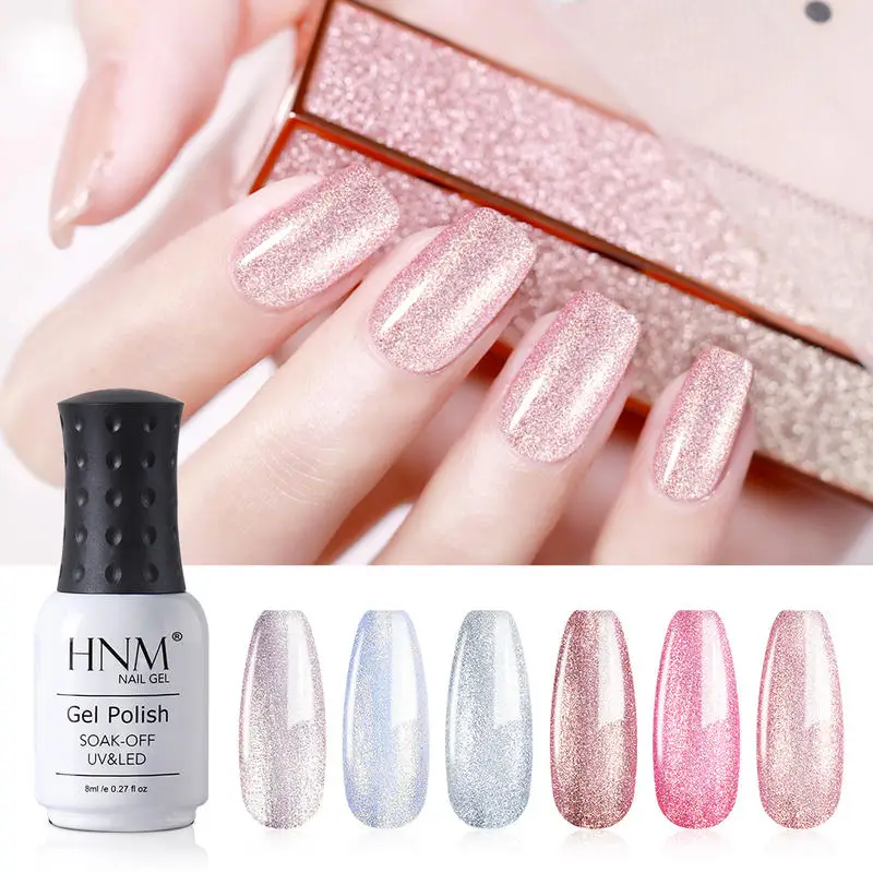HNM Shiny Pearl Colors Gel Nail Polish Set 6PCS Soak Off Varnish Primer UV LED Salon Manicure 8ML | Красота и здоровье