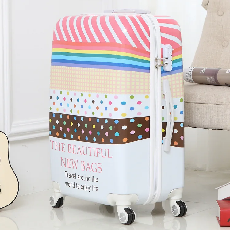Милый мультяшный студенческий чемодан на колесиках, Детский чемодан на колесиках с бабочками, детская дорожная сумка, Женский чемодан - Цвет: 10