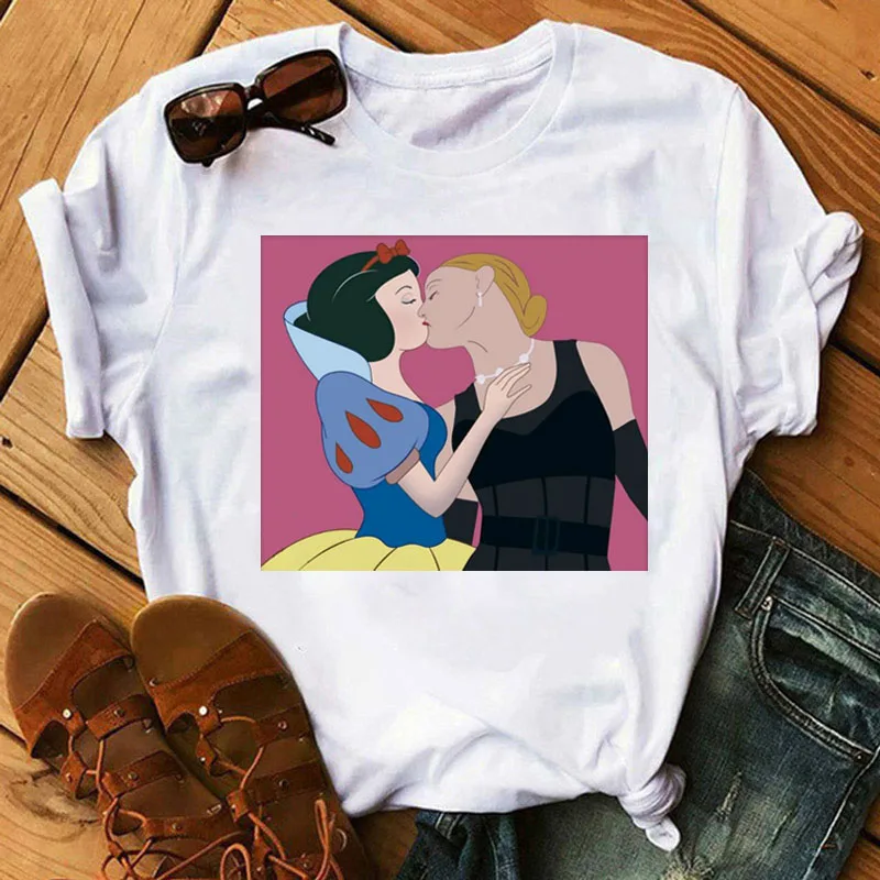Футболка женская с рисунком лесбиянок повседневный топ в стиле Харадзюку милая