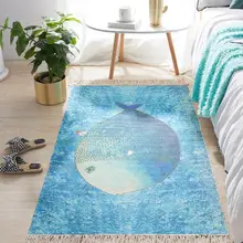 Nodic Современный модный тканый ковер из хлопка и льна, плед с кисточками, коврик для пола с большой рыбкой, гобелен для спальни, декоративное одеяло