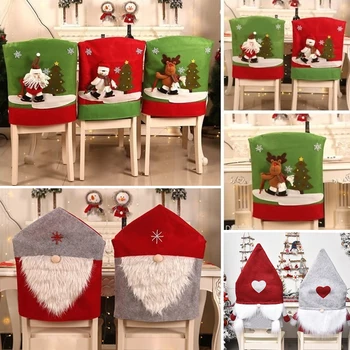 

Dining Room Christmas Chair Cover Stretch Case Removable Washable Navidad Xmas Gifts Decoration Seat Cover Dinner Party Supplies