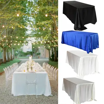 

Pure Color Satin Tablecloth Outdoor Party Table Decoration Tablecloth Holiday Party Hotel Restaurant Banquet Tablecloth