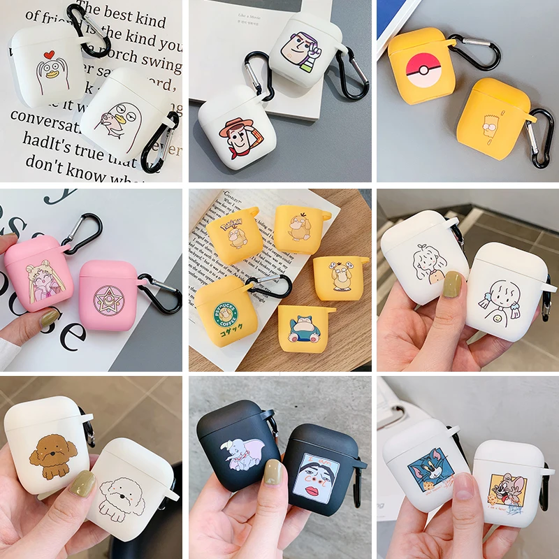 

Cute Cartoon Wireless Bluetooth Earphone cases For Apple Airpods 2 Headset soft Silicone Protective Cover For Airpod accessories