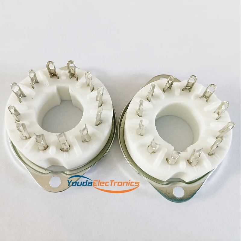 2x Zoccolo Ceramico Per Valvole 12 Pin – Tipo DG7-32, CRT, PMT, 5UP1, B12A