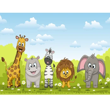 

Cartoon Animal Wild Safari Jungle Theme Birthday Party Banner Background Decor Baby Shower Kid Poster Backdrop Photo Studio Prop
