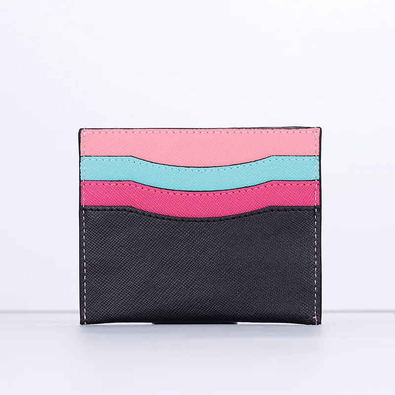 

Joint Card Holder Rainbow Genuine Leather Cowhide Card Bag Western Style Multi-functional Ultra-Thin Simple Mini Wallet Cross Pa