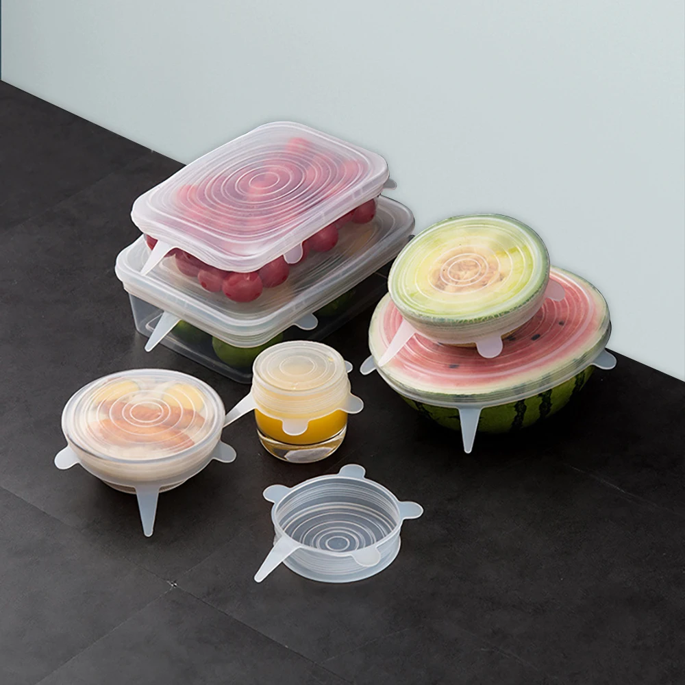 6 упаковок крышек для сохранения свежести пищи многоразовые прочные и