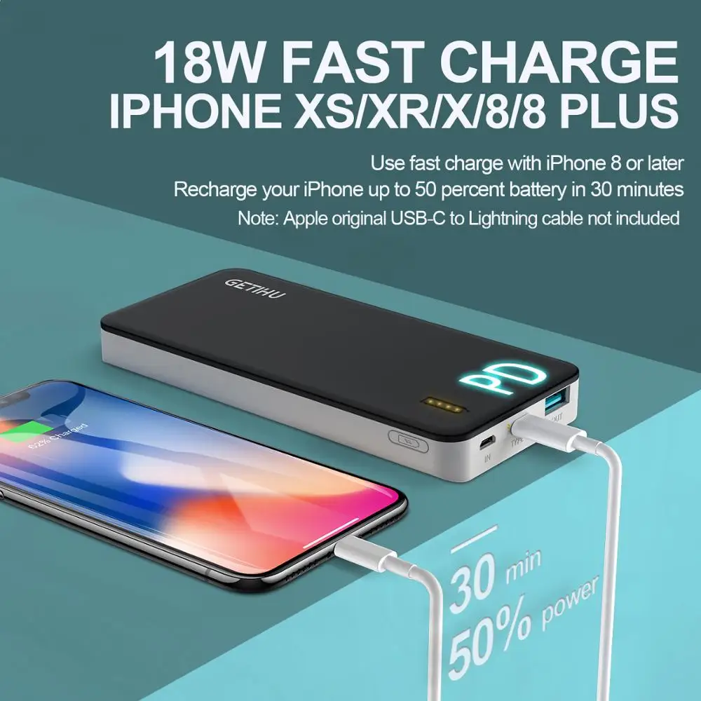 INIU 18 Вт PD3.0 power bank портативное зарядное устройство Тип C power bank для iPhone Xiaomi Mi телефон повербанк Зарядка Внешний аккумулятор