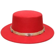 Шерстяная фетровая шляпа в стиле ретро, унисекс, для женщин, мужчин, детей, с плоским куполом, овальным верхом, котелок, Porkpie Pork-pie, Скорпион, бежевая вязаная лента(54/57 см