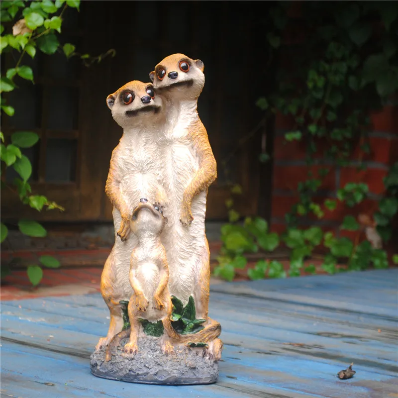 Кантри Милая сверкающая статуя изделия из смолы моделирование животных Meerkat Искусство Скульптура открытый сад двора украшения R2955