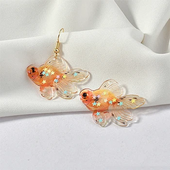 

10Pcs Colorful Glitter Acrylic Resin Fish Charms Cute Animal Goldfish Shape DIY Earring Necklace Bracelet Floating Pendants