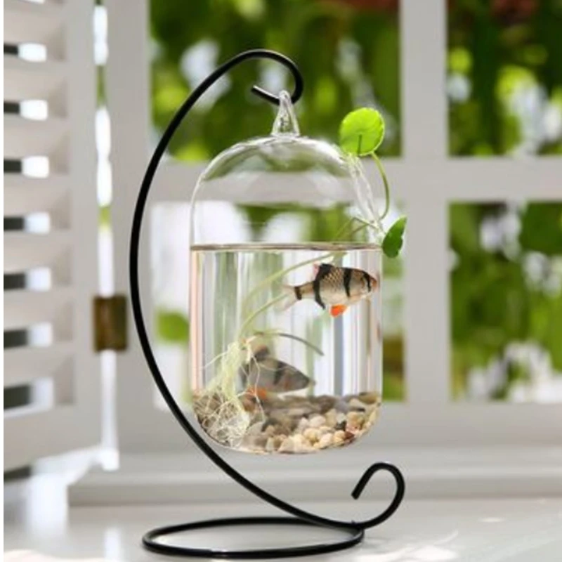 

Hanging small fish tank mini cylinder desk creative glass small goldfish tank aquarium wedding decorations