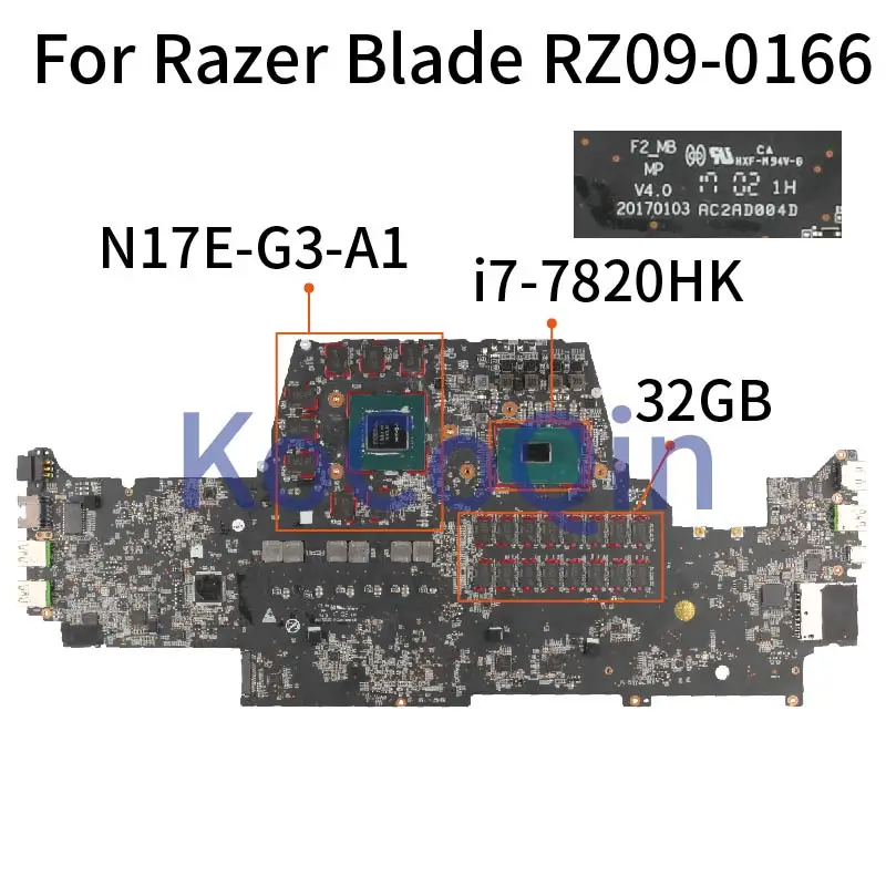 Материнская плата KoCoQin для ноутбука Razer Blade материнская с процессором GTX1080 ОЗУ 8 ГБ
