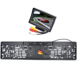 Marco de matrícula tamaño de cámara apto para coche de la UE para Monitor de visión trasera de coche de 4,3 pulgadas