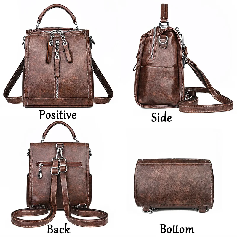 Женский кожаный рюкзак, модный коричневый рюкзак для путешествий из воловьей кожи для девочек, школьный рюкзак sac a dos mochila feminina, школьная сумка