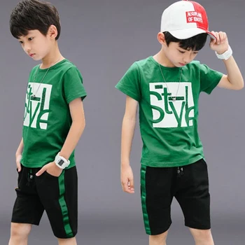 

Boys clothing set Sports Suit Summer Cartoon Teenage Child clothing boy Kids Tracksuit T-shirt Outfits + Shorts 3 8 12 Years