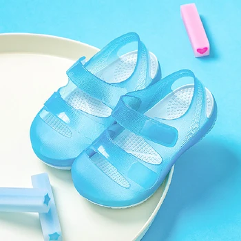 

Boys Girls Lovely Candy Color Beach Shoes For Children New Transparent EVA Non Slip Garden Hole Shoes Summer Toddler Slippers