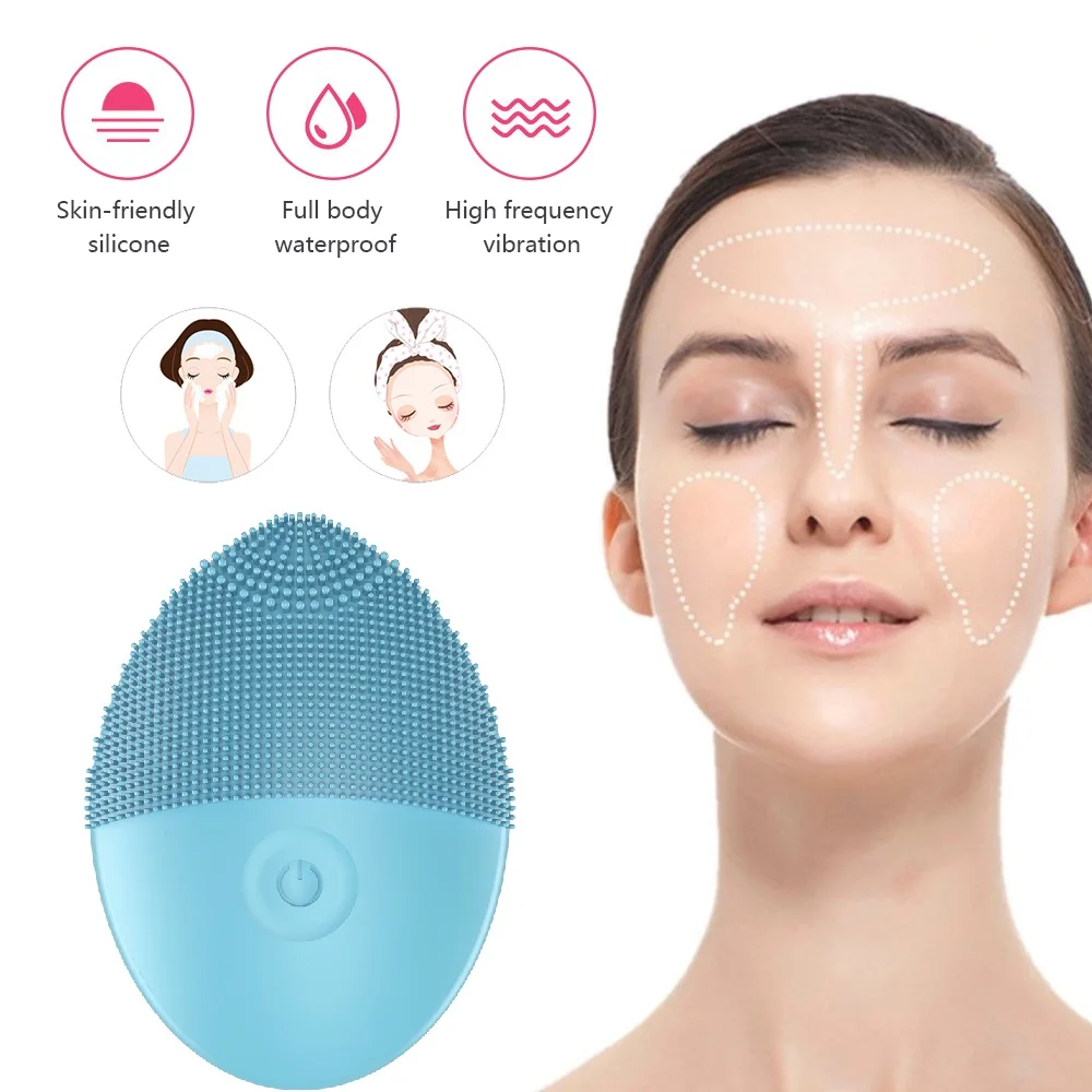 Sonic Face Brush Silicone Electric Facial Washing Cleansing Version Deep Cleaning Waterproof Skin Care Tool | Красота и здоровье