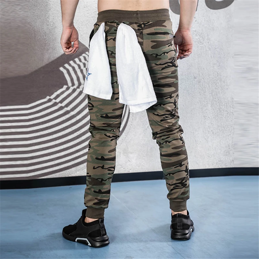 camouflage FRMARO новейшие мужские тренировочные брюки мужские тренажерные залы Фитнес Спортивные штаны упражнения для брюк мужские повседневные хлопковые узкие брюки - Цвет: camouflage