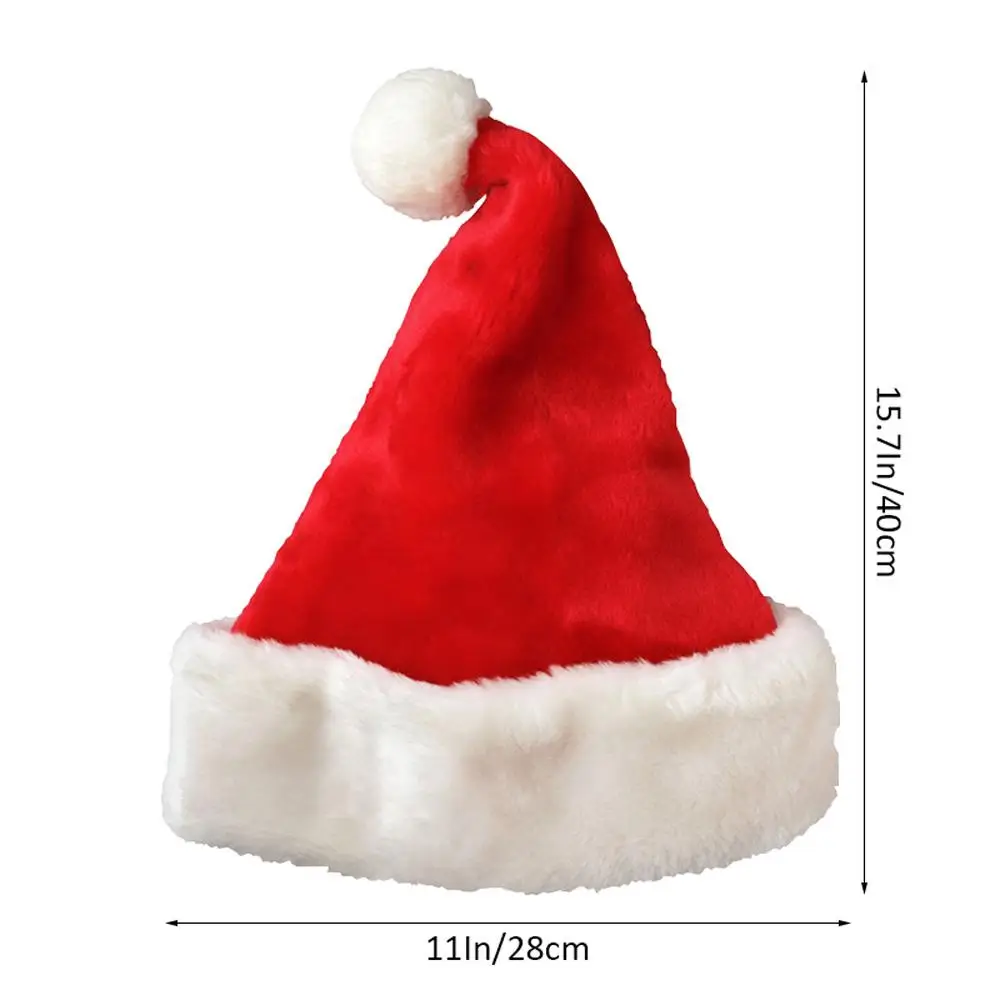 12 шт. рождественские шапки Санта-Клауса для взрослых, детские рождественские подарки, красные короткие плюшевые шапки с помпоном для рождественских офисных вечеринок