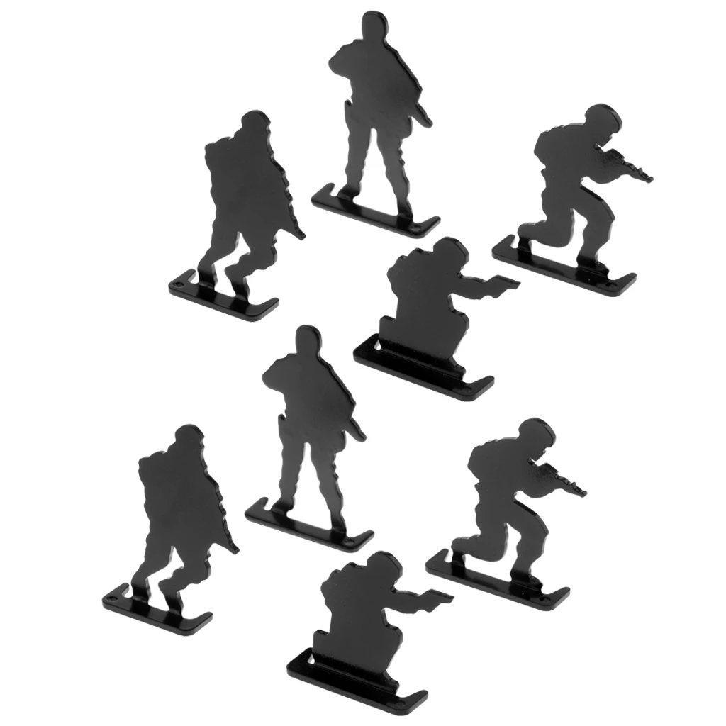8pcs Metal Shooting Targets Plinking Target 4-Postures Design Mini Soldiers Silhouette