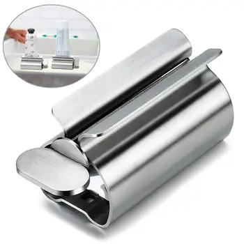 

Toothpaste Squeezer Tube Toothpaste Dispenser Bathroom Accessories Set Stainless Steel Rolling Toothbrush Holder Rack