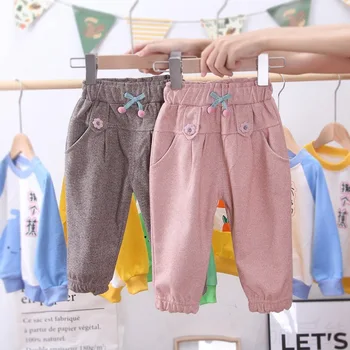 買取 女の子秋と冬服韓国スタイルのチェック柄ルーズストレート脚足首までの長さパンツ