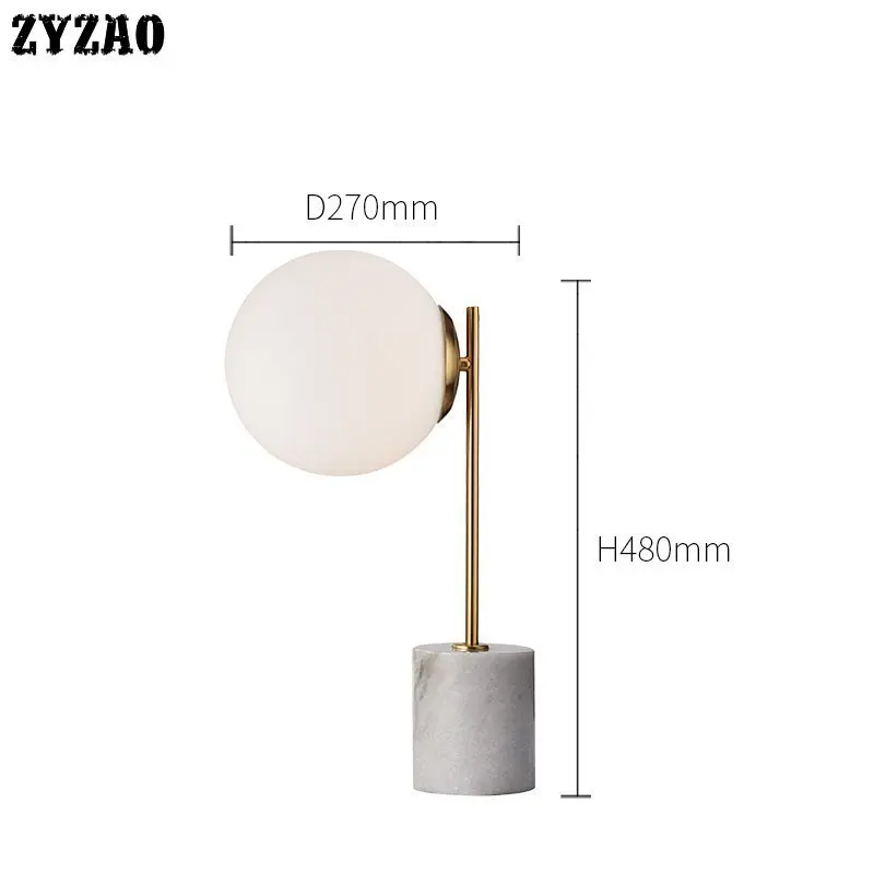 Postmodern Simple Marble Base Table Lamp Nordic Living Room Home Deco Glass Ball Desk Lamp Bedroom Bedside Lamp Simple Tafellamp 5