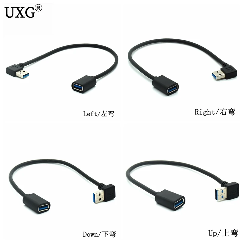 Удлинительный Кабель USB 3 0 5 Гбит/с правый/левый/вверх/вниз угол 90 градусов
